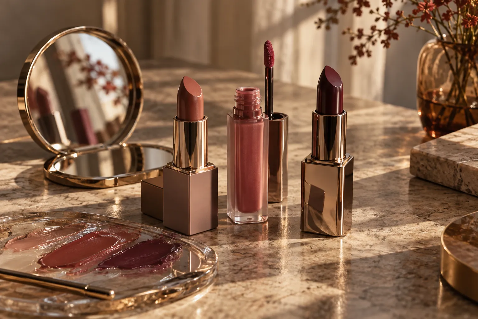 AI-generated editorial reference for Autumn lips, made easy: four Korean picks for 2026