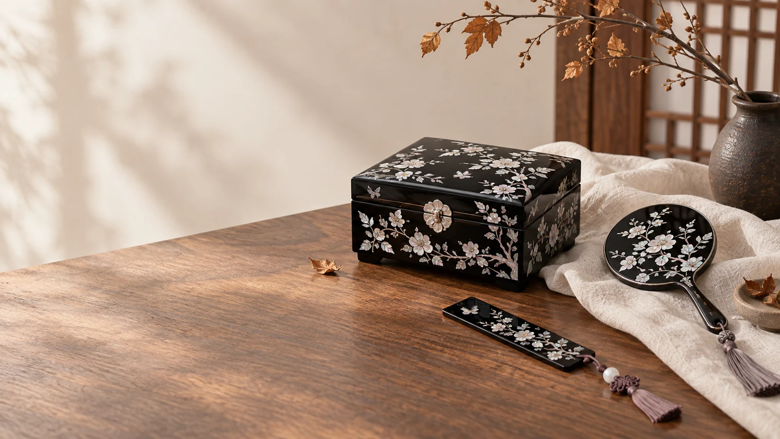 AI-generated styling inspiration with Korean mother-of-pearl objects